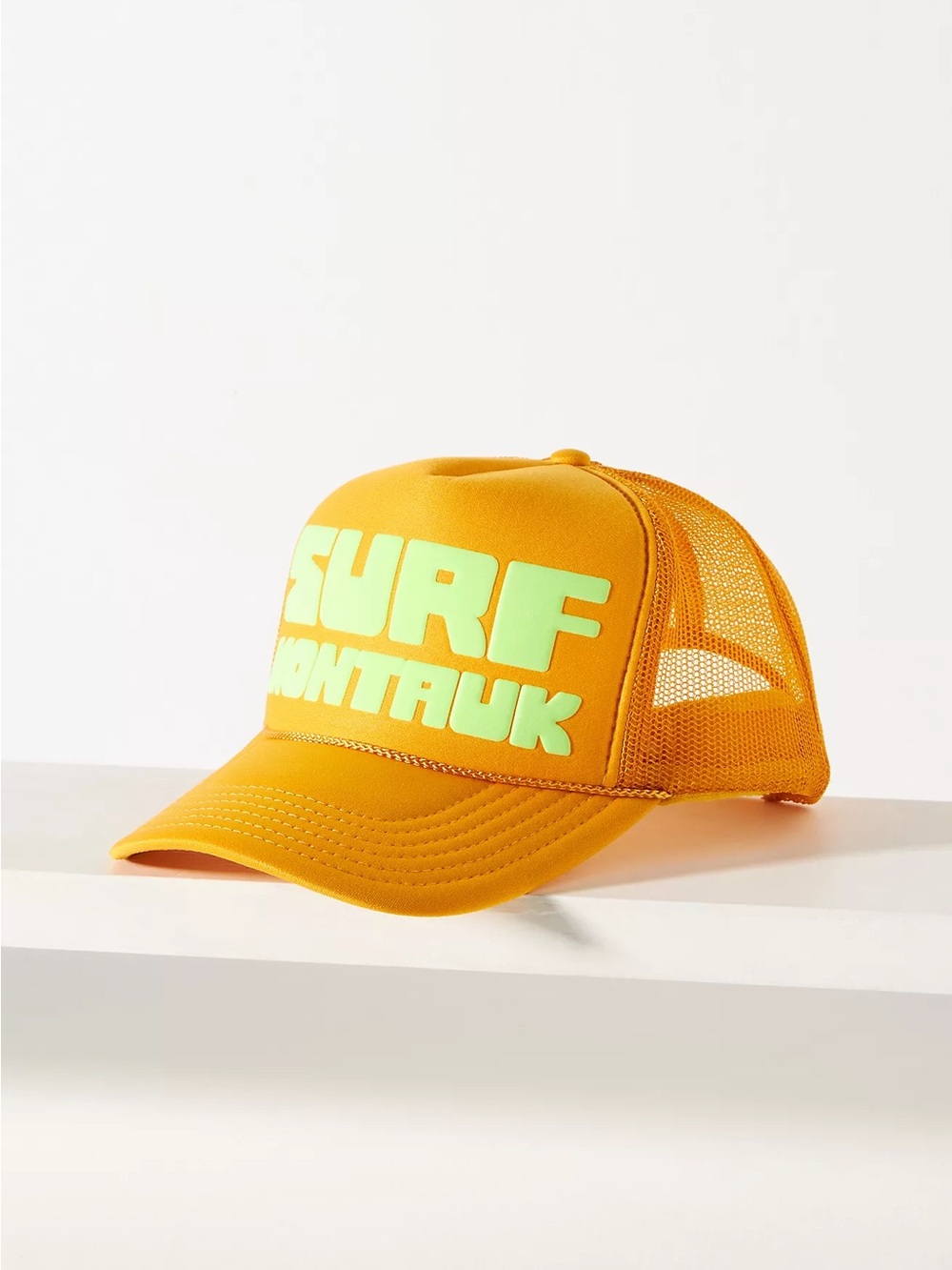 Anthropologie Ascot + Hart Surf Montauk Cap OTTO Yellow/Orange Mesh Trucker Hat